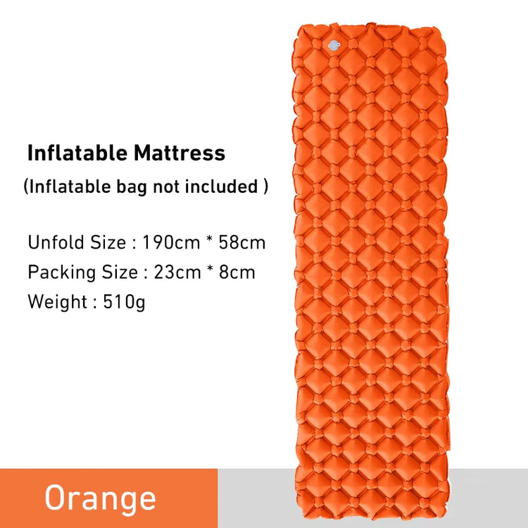 Ultralight Inflatable Outdoor Sleeping Pad for Camping and Travel - Folding Air Cushion Mattress without Headrest