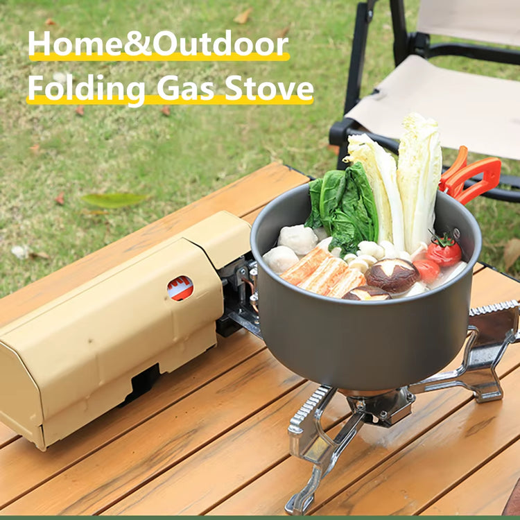 Outdoor Folding Gas Burner - 2600W Camping Cassette Stove for Hiking, Picnics, and Tours
