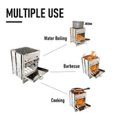 Portable Foldable Stainless Steel Camping Stove with Mini Charcoal Grill - Lightweight Barbecue Solution