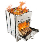 Portable Foldable Stainless Steel Camping Stove with Mini Charcoal Grill - Lightweight Barbecue Solution