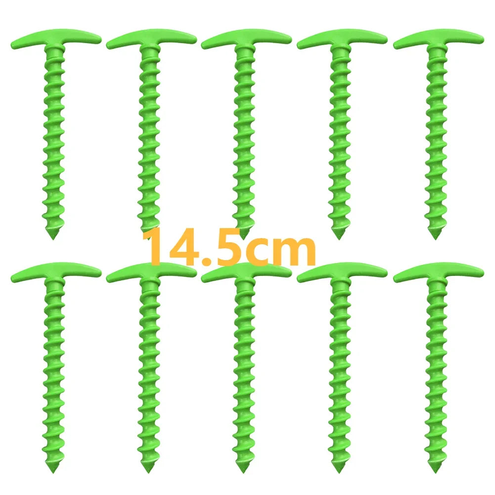 20 cm x 14.5 cm Screw-In Tent Stakes Ground Anchors - M8 Carbon Steel Hexagonal Plastic Head Spiral Screws for Camping and Outdoor Use