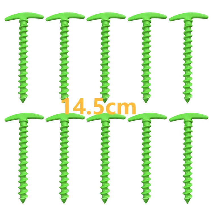 20 cm x 14.5 cm Screw-In Tent Stakes Ground Anchors - M8 Carbon Steel Hexagonal Plastic Head Spiral Screws for Camping and Outdoor Use