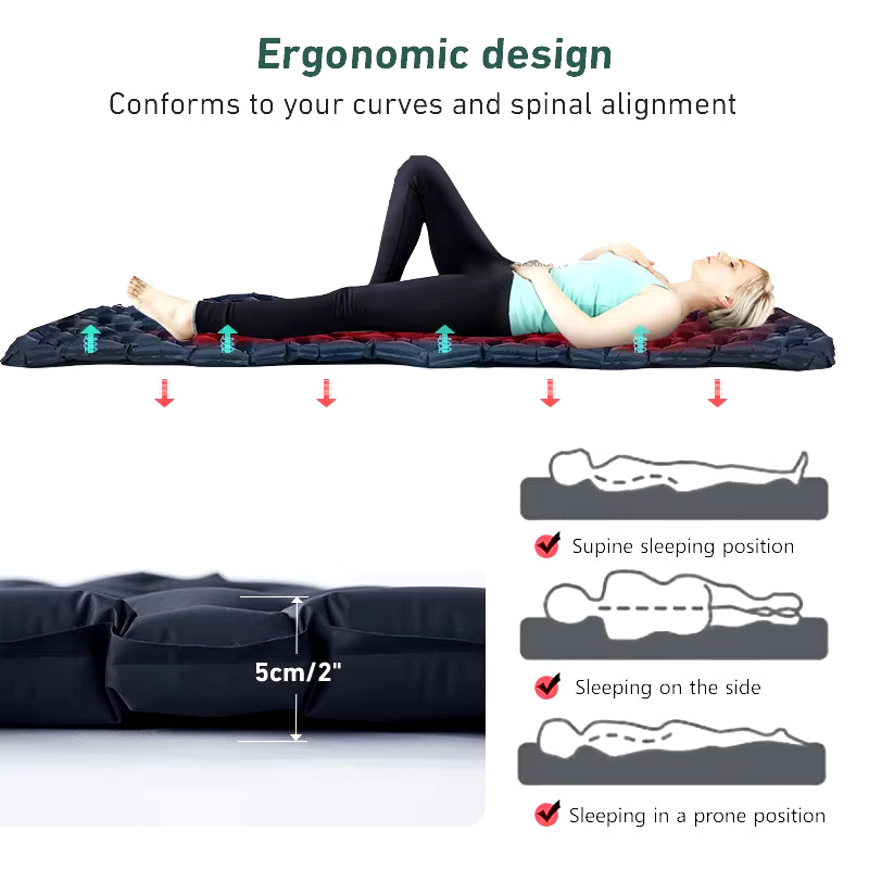 Ultralight Inflatable Outdoor Sleeping Pad for Camping and Travel - Folding Air Cushion Mattress without Headrest