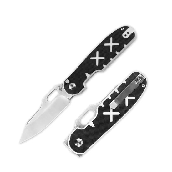 Kizer Cormorant Pocket Knife Button Lock EDC Folding Knife Survival Hunting Knife Camping Knife with Thumb Hole and Flipper Opening Textured G10 Handle with S35VN Blade Ki4562A1