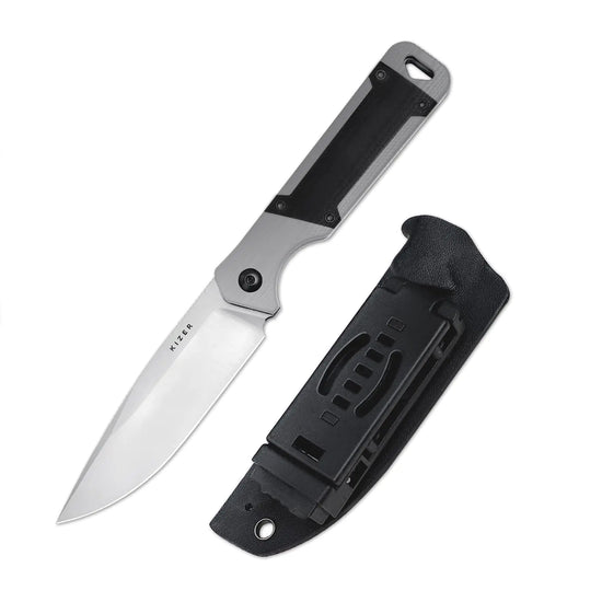 Kizer Militaw Fixed Blade Knife with Sheath D2 Blade Camping Knife with G10 Handle Fixed Blade EDC Knife for Men Women Gift Outdoor Hunting Hiking Survival Knives 1067M1