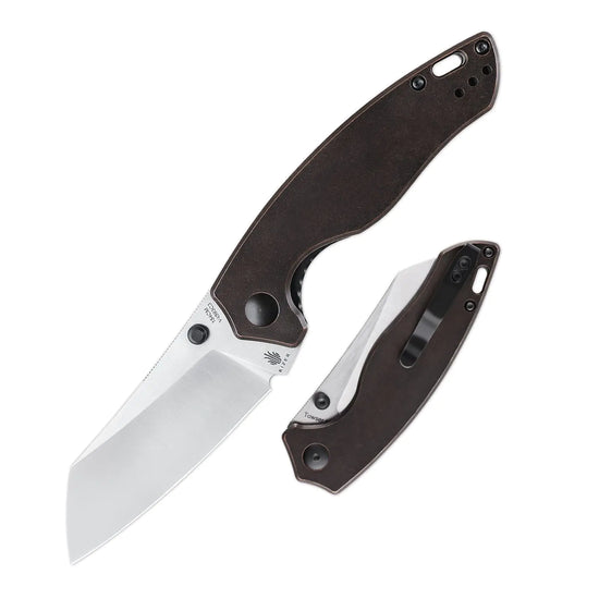 Kizer Towser K Folding Pocket Knife 3.4" 154CM Blade Folding Knife with Purple Copper Handle EDC Camping Knife with Liner Lock Hiking Survival Knife with Thumb Stud Opener V4593C3