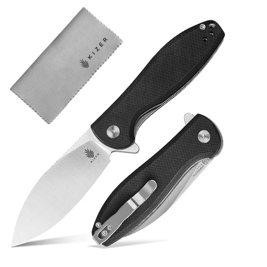 Kizer Infinity Pocket Knife Flipper Folding Small Knife with 3.09" Nitro-V Steel Blade G10 Handle Folding Pocket Knife with Clip for Men Women Camping Hunting Knife V3579M1