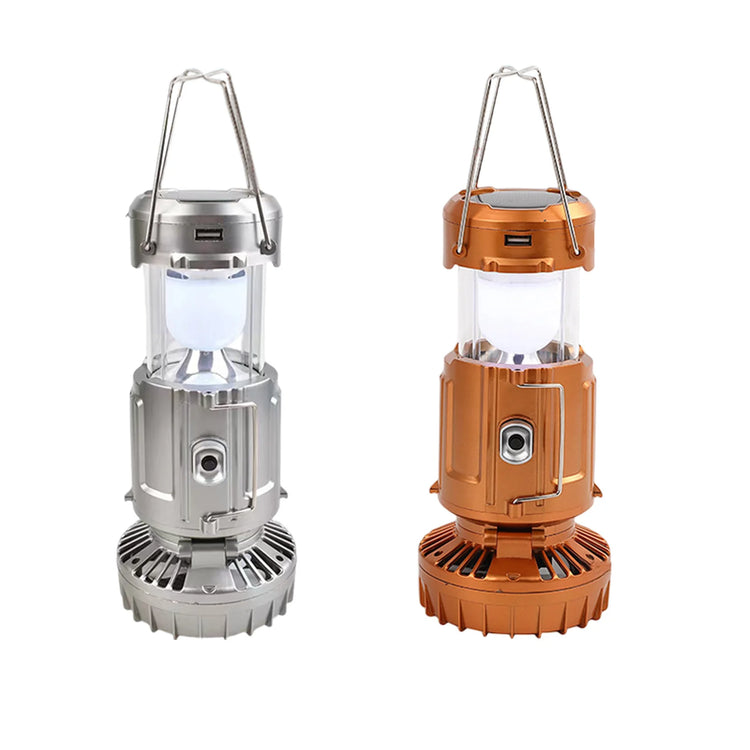 Foldable LED Lantern Fan - Solar, Rechargeable, and Battery-Powered 1500mAh Hanging Tent Light with Waterproof Design and Hook for Hiking