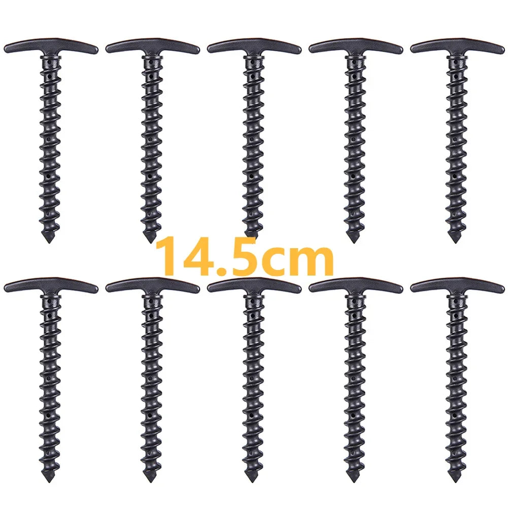 20 cm x 14.5 cm Screw-In Tent Stakes Ground Anchors - M8 Carbon Steel Hexagonal Plastic Head Spiral Screws for Camping and Outdoor Use