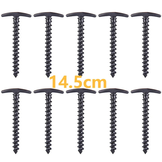 20 cm x 14.5 cm Screw-In Tent Stakes Ground Anchors - M8 Carbon Steel Hexagonal Plastic Head Spiral Screws for Camping and Outdoor Use