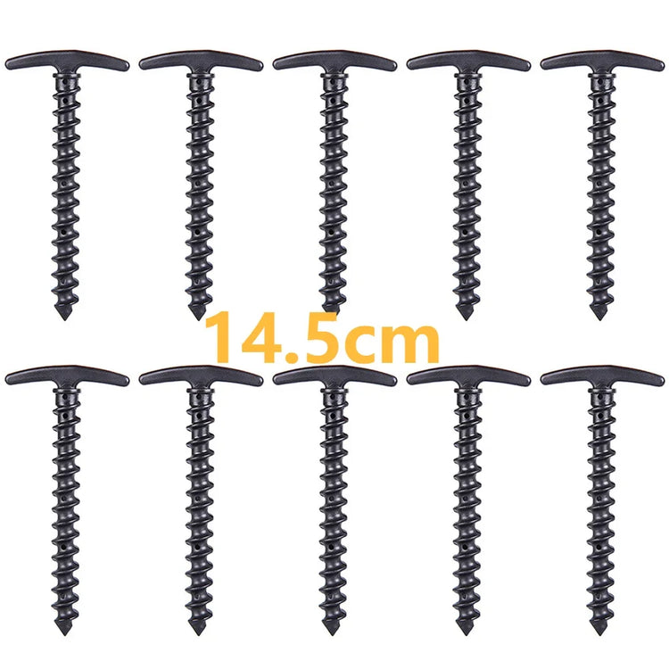 20 cm x 14.5 cm Screw-In Tent Stakes Ground Anchors - M8 Carbon Steel Hexagonal Plastic Head Spiral Screws for Camping and Outdoor Use