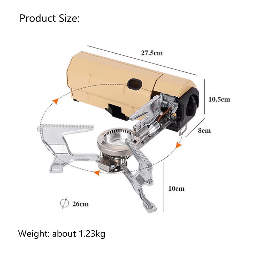 Outdoor Folding Gas Burner - 2600W Camping Cassette Stove for Hiking, Picnics, and Tours
