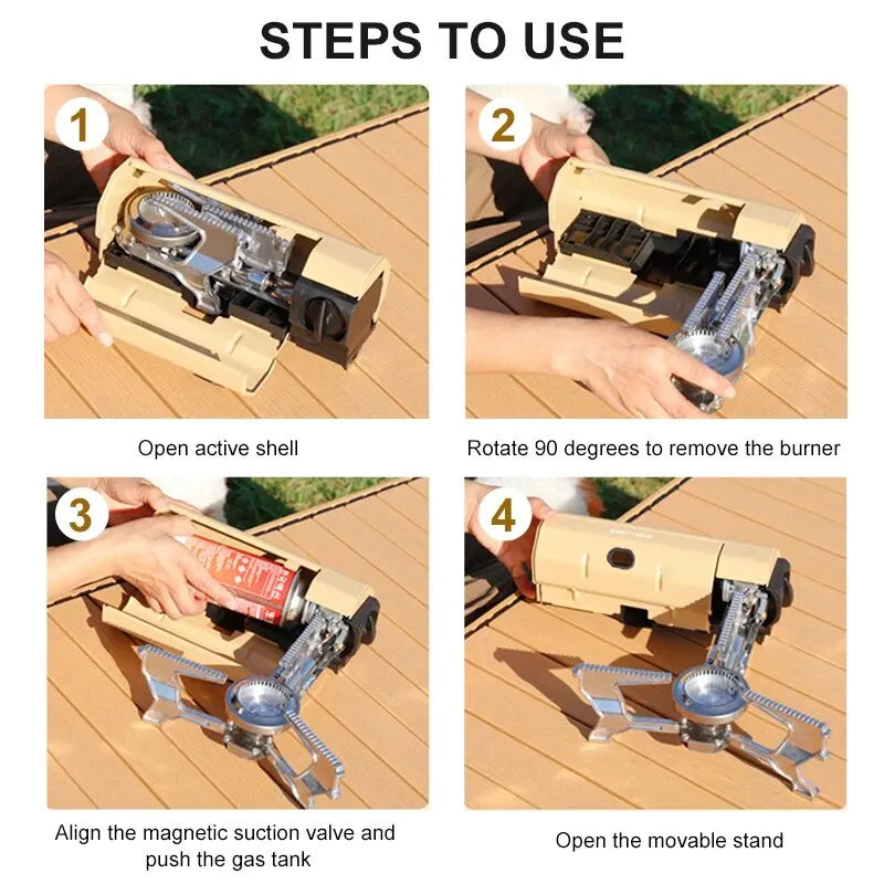 Portable Folding Camping Gas Stove - 2670W Outdoor Cooking Grill and Heating System for Picnics and Travel