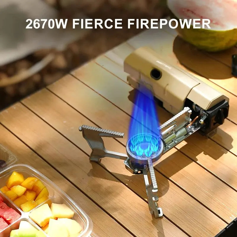 Portable Folding Camping Gas Stove - 2670W Outdoor Cooking Grill and Heating System for Picnics and Travel
