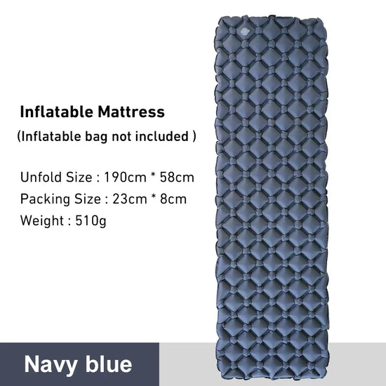 Ultralight Inflatable Outdoor Sleeping Pad for Camping and Travel - Folding Air Cushion Mattress without Headrest