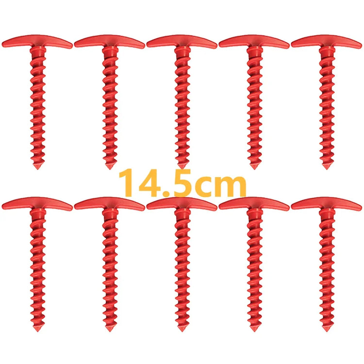 20 cm x 14.5 cm Screw-In Tent Stakes Ground Anchors - M8 Carbon Steel Hexagonal Plastic Head Spiral Screws for Camping and Outdoor Use